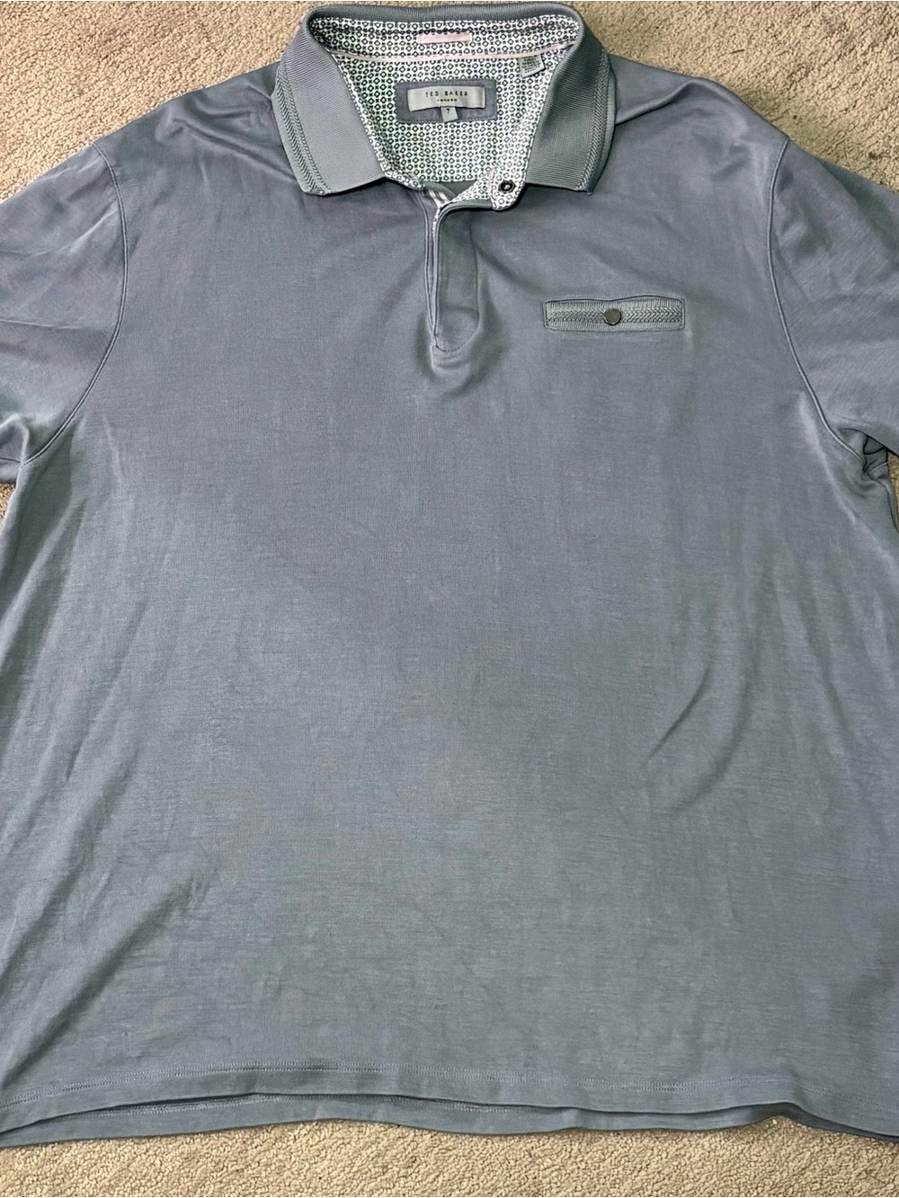 Ted Baker Men’s Gray Short-Sleeve Polo with Contrast Collar
